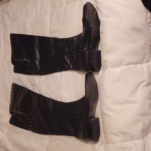 Betsey Johnson Heritage 9B Leather Over The Knee Black Boots